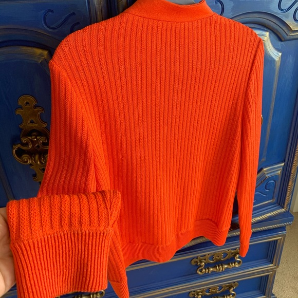 St John Sport Knit Orange ZIP Sweater Jacket Small - Picture 6 of 6